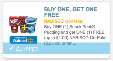  FREE Nabisco Go-Pak when you buy Snack Pack Pudding coupon