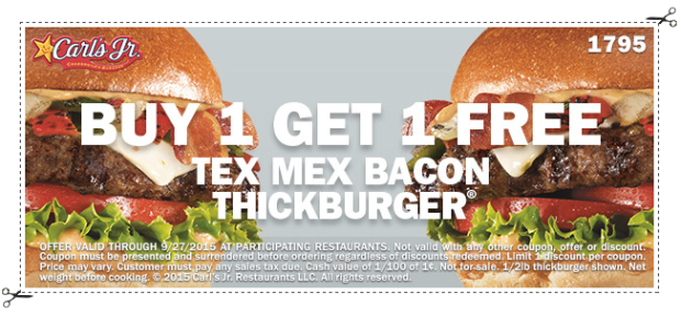 Carl's Jr. & Hardee's Tex Mex burger coupon