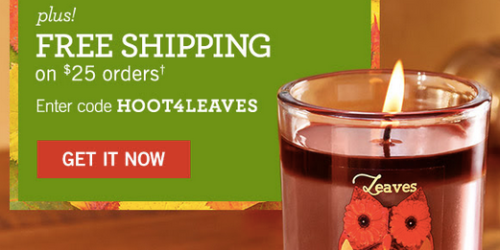 Bath & Body Works: Free Leaves Candle ($12.50 Value) with ANY Purchase Today Only