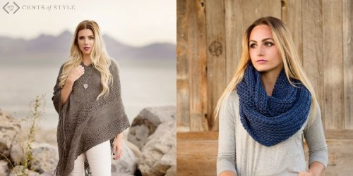 Cents of Style: Fringe Poncho AND Wide Knit Infinity Scarf ONLY $24.95 Shipped + $2.99 Dangle Earrings