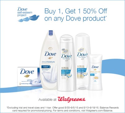 Dove Buy 1 Get 1 50% Off at Walgreens