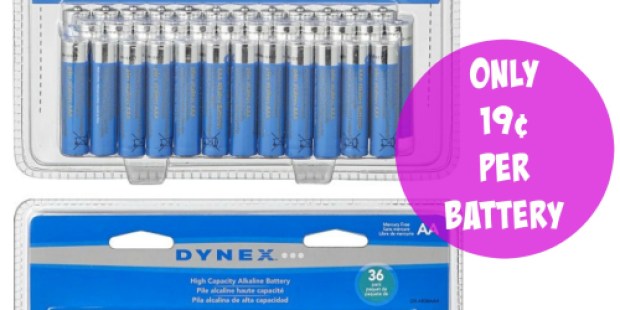 BestBuy.com: 36 Dynex AAA or AA Batteries Only $6.99 (Just 19¢ Per Battery!) & More – Today Only