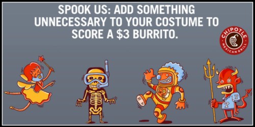 Chipotle: $3 Boorito on Halloween (Dress in Costume)