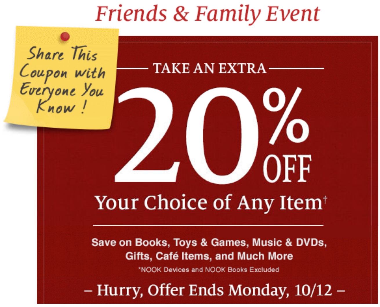 Barnes & Noble: Extra 20% Off Any Single Item Coupon (Can ...