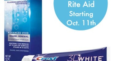 Rite Aid: Better Than Free Crest 3D White Toothpaste – Starting 10/11 (Print Your Coupons Now)