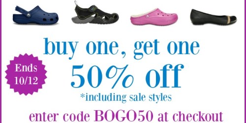 Crocs.com: Buy One, Get Up to TWO Pairs 50% Off – Including Sale Items (Thru 10/12)