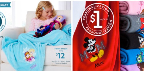 DisneyStore: $1 Personalization AND $12 Fleece Throws = Personalized Throw Only $13 (Great Gift Idea)