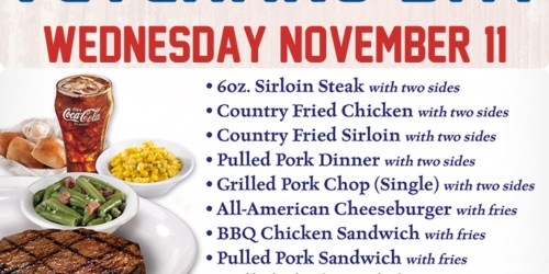 Texas Roadhouse: FREE Lunch for Veterans & Active Duty Military on November 11th
