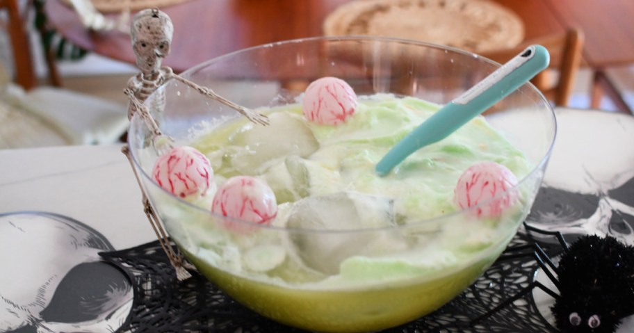 halloween green punch with lime sherbet