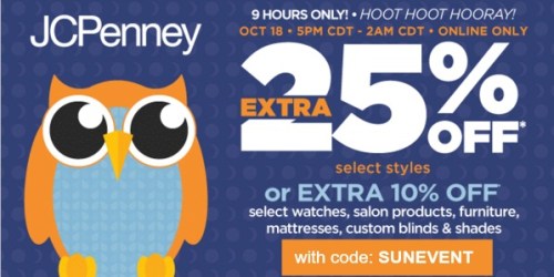 JCPenney.com: EXTRA 25% Off Select Styles (Tonight Only, From 5 PM-2 AM CST) + More