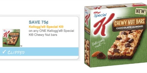 New $0.75/1 Kellogg’s Special K Chewy Nut Bars Coupon = Only 60¢ Per Box at Target