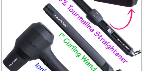NuMe Travel Kit Just $130 Shipped (Includes Ionic Dryer, 1” Curling Wand & Tourmaline Straightener)