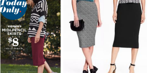 Old Navy: $8 Women’s Midi Pencil Skirts (Today Only) + Cardigan ONLY $12 (Reg. $39.94)