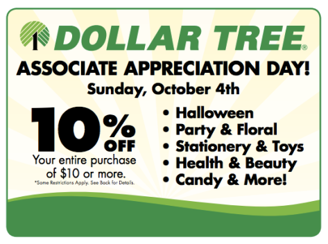 Dollar Tree Associate Appreciation Day coupon