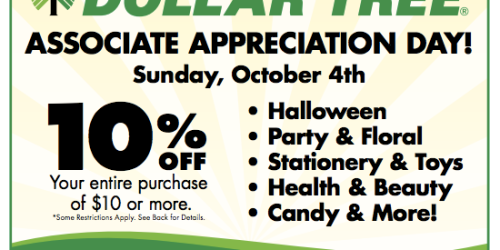 Dollar Tree: 10% Off $10+ In-Store Purchase Coupon (Valid 10/4 Only) + Nice Deals on Best-Selling Books