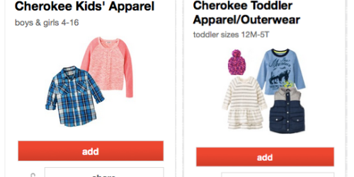 New Target Cartwheel Offers: 30% Off Cherokee Kids’ Apparel AND Toddler Apparel/Outerwear