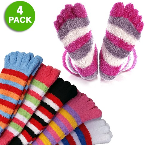 4 Pairs of Women’s Fuzzy Stripe Toe Socks Only $5 Shipped (Awesome