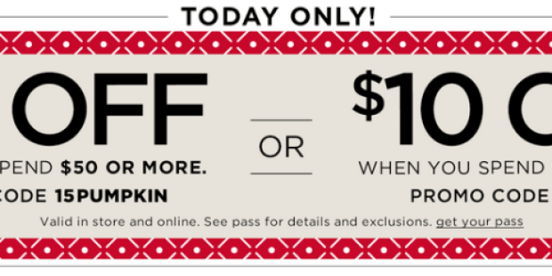 Kohl’s.com: $10 Off $30 Purchase OR $15 Off $50 Purchase (Today Only!) + More