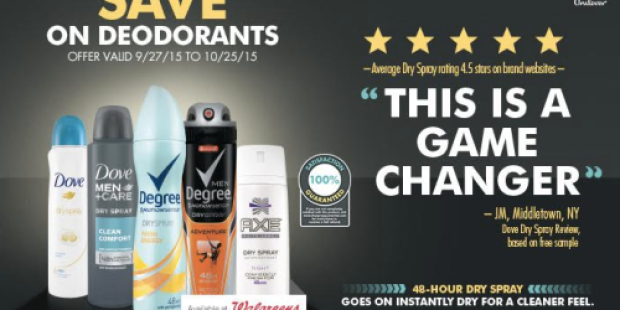 Walgreens: Nice Buys on Axe, Dove and Degree Dry Spray Deodorants