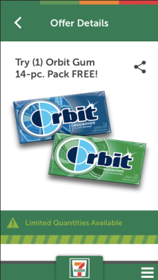 7-Eleven Free Orbit Gum offer