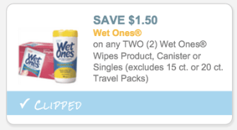 Wet Ones Wipes coupon