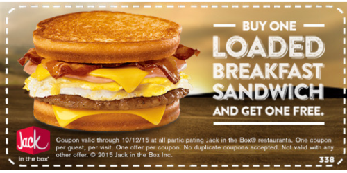 Jack in the Box: Buy 1 Get 1 Free Loaded Breakfast Sandwich Coupon