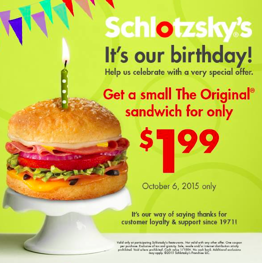 Schlotzsky's: The Original Sandwich $1.99 (Today Only)