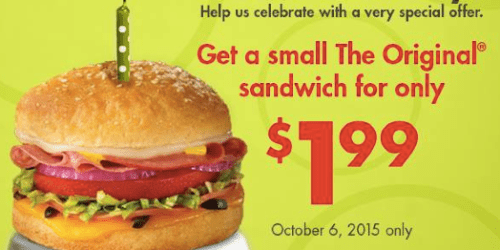 Schlotzsky’s: The Original Sandwich $1.99 (Today Only)