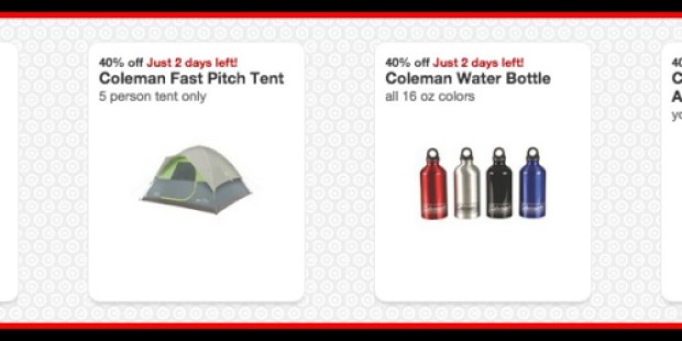 *NEW* Target Cartwheel Offers: 40% Off Coleman Tent, Airbeds, Trek Packs and Water Bottles