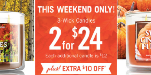 Bath & Body Works: 3-Wick Candles $10.66 Each Shipped (Regularly $22.50)