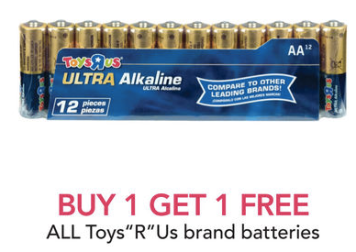 ToysRUs brand batteries buy 1 get 1 free