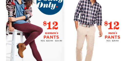Old Navy: $12 Men’s & Women’s Pants, $10 Skirts + 40% Off One Item (Today Only)