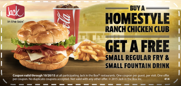 Jack in the Box: Free Fry AND Drink w/ Homestyle Ranch Chicken Club Purchase
