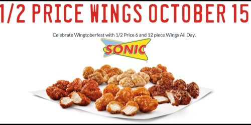 Sonic Drive-In: 1/2 Price Wings ALL Day Tomorrow