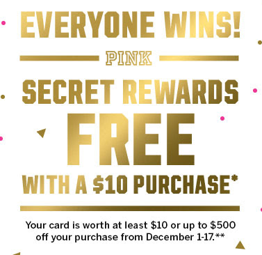 Victoria's Secret: Free Secret Reward Cards for PINK Nation Members (+ Get Code Without Purchase)