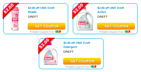 THREE $2/1 Dreft Product Coupons (  Nice Deal on Dreft Beads for Harris