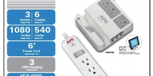 Best Buy: APC SurgeArrest 3-Outlet and 6-Outlet Surge Protector Only $9.99 Shipped (Reg. $21.99)