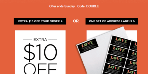 Shutterfly: *HOT* $10 Off ANY Purchase or FREE Set of Address Labels & 10 FREE Greeting Cards