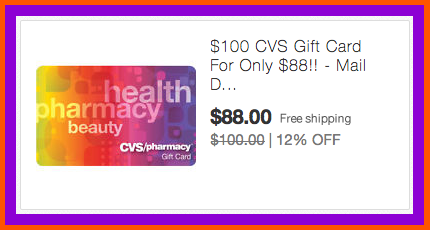 $100 CVS Gift Card only $88
