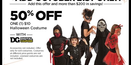 *NEW* Dollar General Digital Coupon: 50% Off One $10 Halloween Costume (Must Load TODAY)