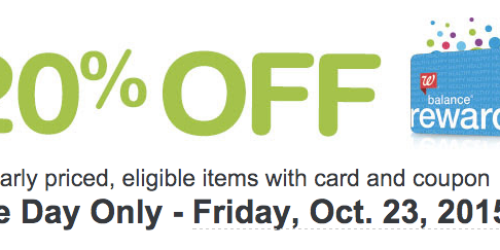 Walgreens: 20% Off Regularly Priced Items, In-store AND Online (10/23 Only) + Deal Ideas