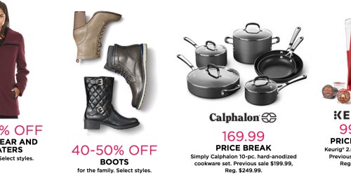 Kohl’s.com: 40-50% Off Outerwear & Boots + Nice Deals on Calphalon Cookware, Keurig Brewer & More