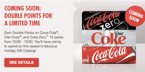 My Coke Rewards: Earn Double Points on Select Coca-Cola 12-Packs (10/26-10/30)