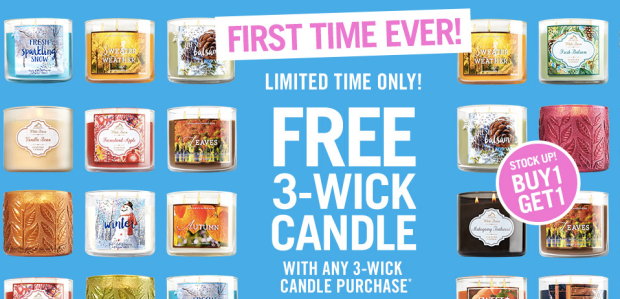Bath &amp; Body Works Buy 1 Get 1 FREE 3-Wick Candles