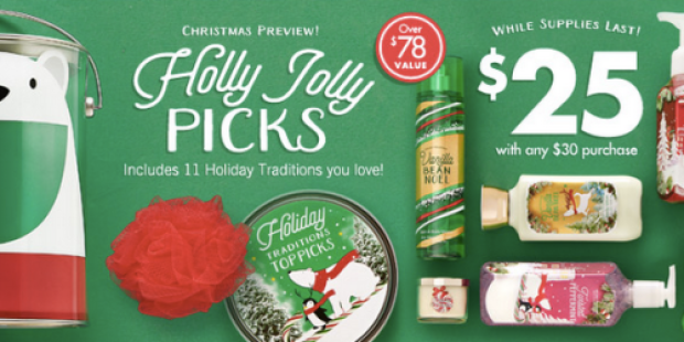 Bath & Body Works: Holiday Traditions Bucket ($78 Value) ONLY $25 w/ $30 Purchase – Limited Quantity