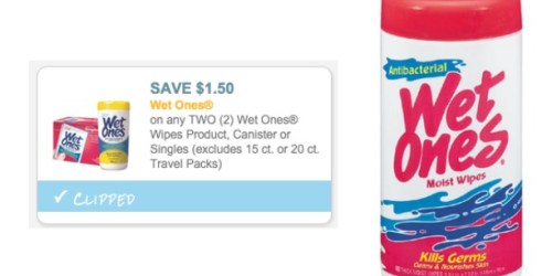 $1.50/2 Wet Ones Wipes Product Coupon (RESET) = Only $1.23 at Walgreens