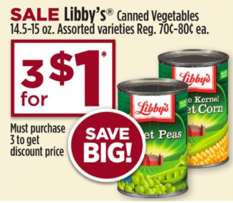 Dollar General Libby's Vegetables Sale