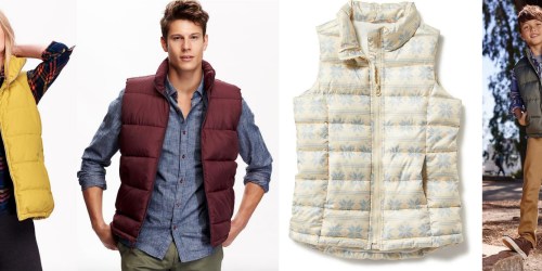 Old Navy: Frost-Free Vests for the Family Only $10-$15 – Today Only (+ FREE 3-Day Shipping on $75 Orders)