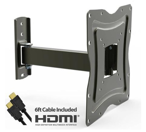 Full Motion TV Wall Mount for 10-50 TVs with Tilt and Swivel Articulating Arm and HDMI Cable