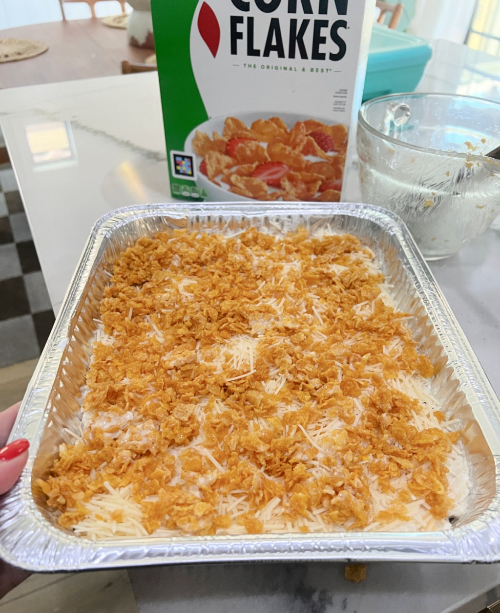 funeral potatoes in a disposable pan